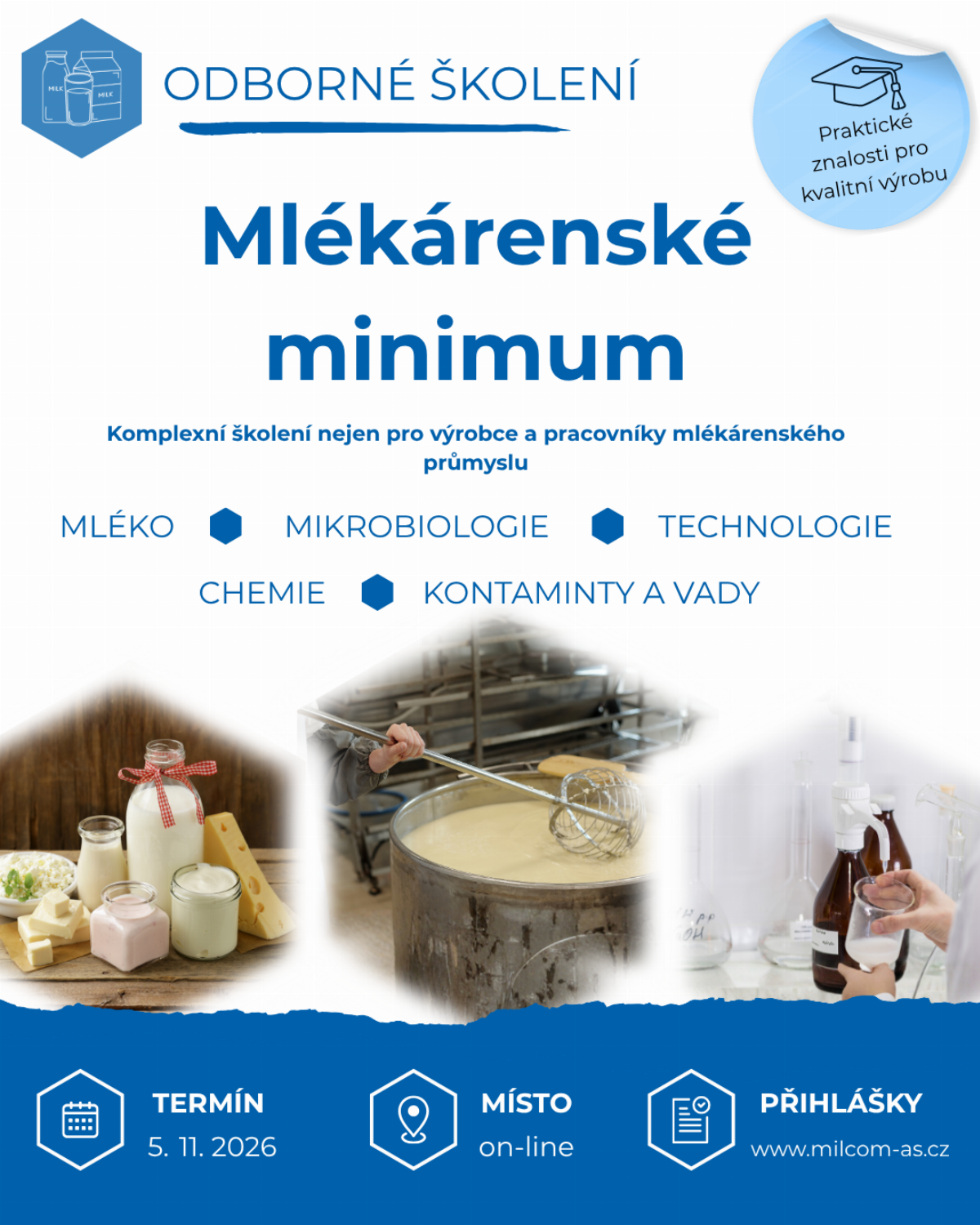 Mlékařenské minimum – odborné on-line školení pro mlékárenskou praxi